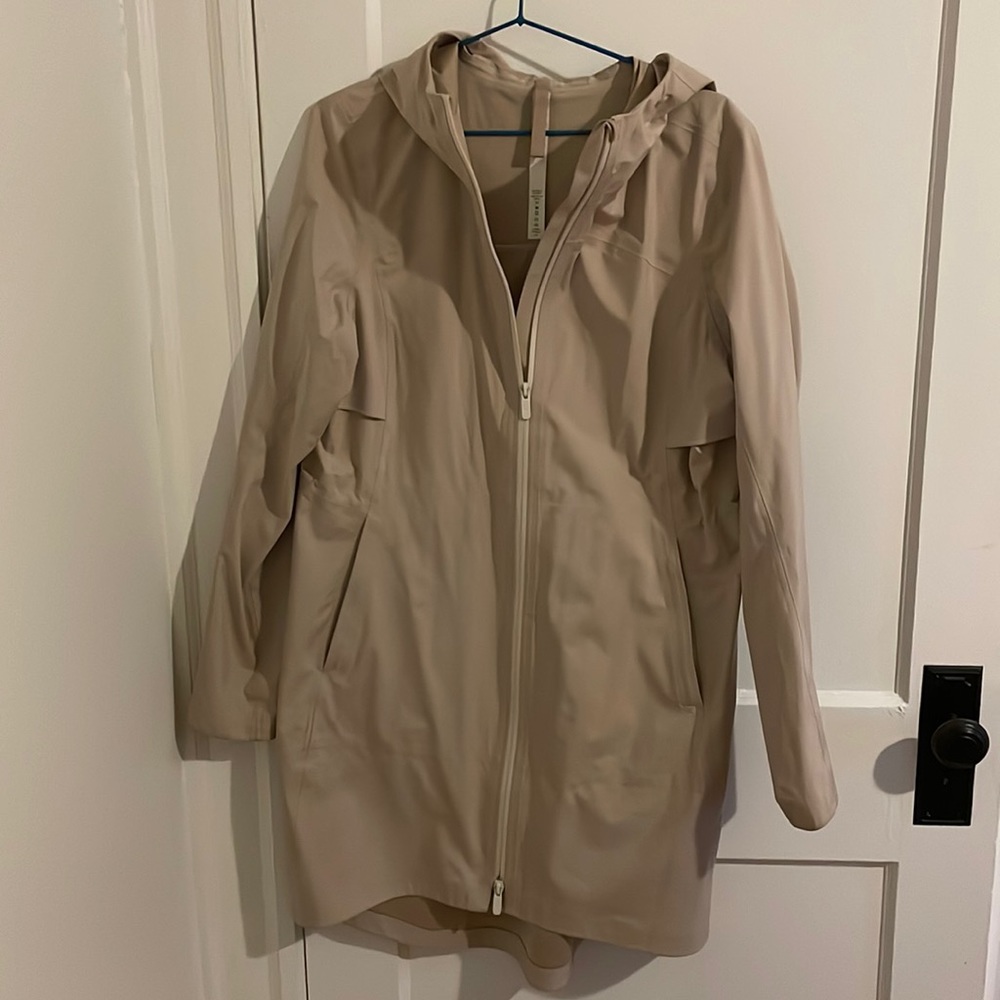 Beige Lululemon rain jacket, size 8